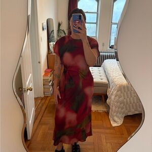 Zara Red and Green Midi Dress